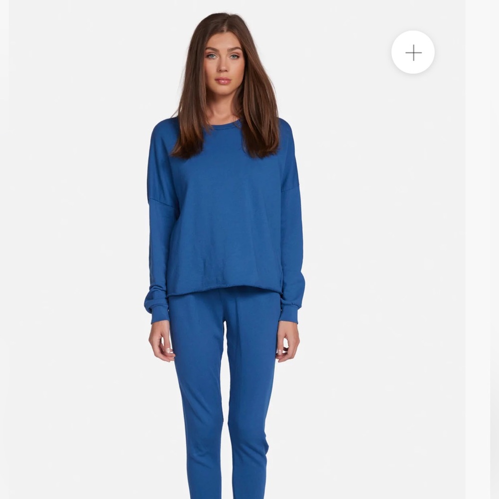 Michael Lauren Travis crop pullover Mykonos blue $110‎ small NWT